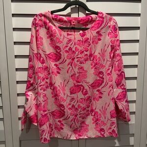 Lilly Pulitzer Pre Loved Floral Blouse in 100% Polyester.